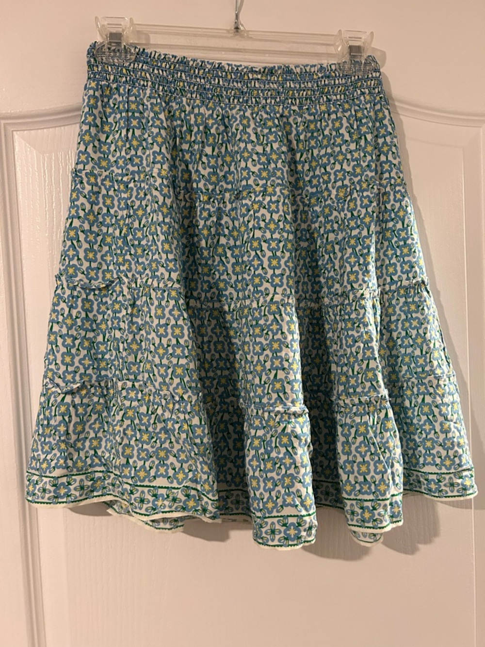 Max Studio Blue and Green Floral Tiered Skirt